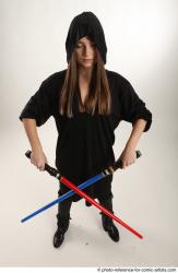 ANGELIA STANDING POSE WITH LIGHTSABERS